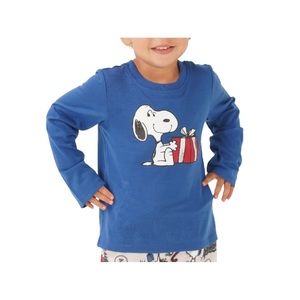 Munki Munki Toddler Snoopy Holiday Family Printed Pajama Top Only,1-Piece-3T